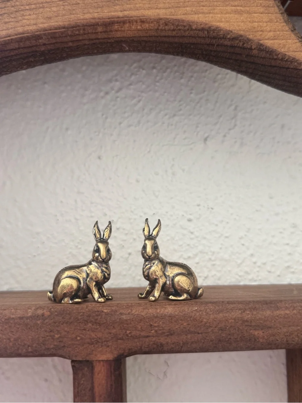Vintage Brass Bunny Trinket Set